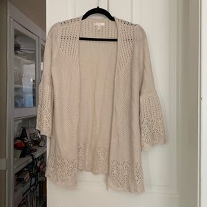 LC Lauren Conrad crochet sweater with bell sleeves. Cream color. Size small